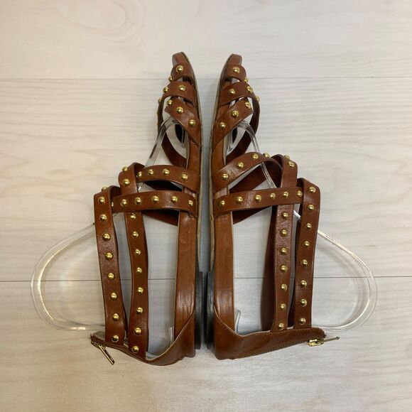 Loaffler Randall Gladiator Sandals Womens Size 10 Brown Studded Strappy - Picture 3 of 10
